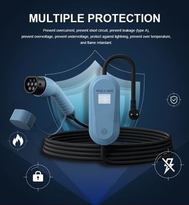 Pengisi daya kendaraan listrik portabel 3.5kw 16A 1.8kg Pengisi daya EV mobile