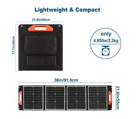 200W Monocrystalline Silicon Foldable Solar Panel untuk penyimpanan dan transportasi yang mudah