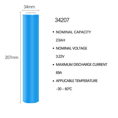 34207 3.2V Litium Iron Phosphate Baterai 23Ah Cylindrical Aluminium Shell