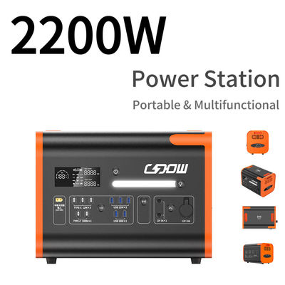 2200W Portable Backup Battery Solar Power Station Untuk Situasi Darurat Luar Ruangan