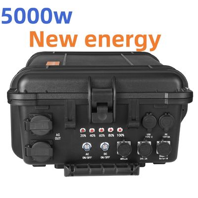 LiFePO4 Portable Solar Power Station Emergency Generator dengan 110V/220V 5000W AC Outlet