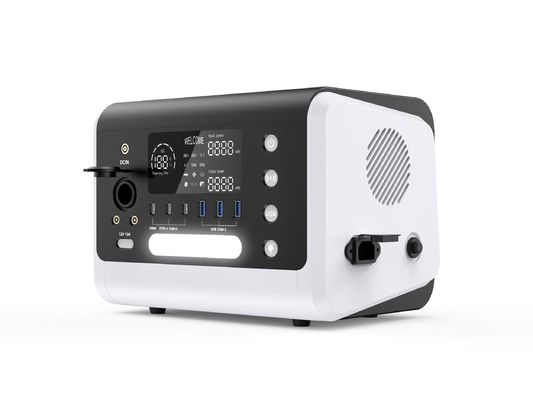 Stasiun baterai penyimpanan energi surya mobile kecil 600W dengan output DC 12V/10A HT06