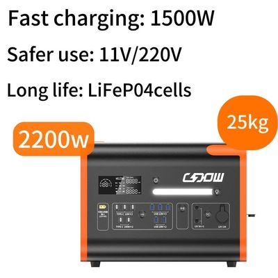 Disesuaikan 110V / 220V Sinus Wave Length Power Station Lifep04 Baterai Fast Charging