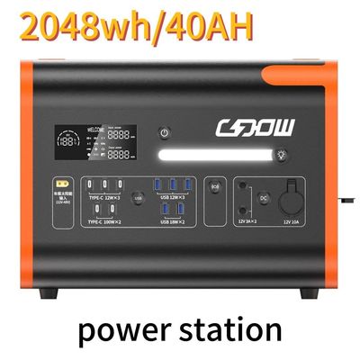 AC Pure Sine Wave 2200W/2048wh Portable Power Station untuk perjalanan berkemah keluarga di luar ruangan