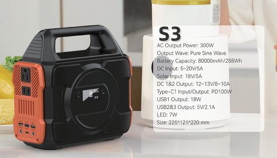 110/220V 300W/288wh Sinus Wave Generator Outdoor Power Station dalam warna yang dapat disesuaikan