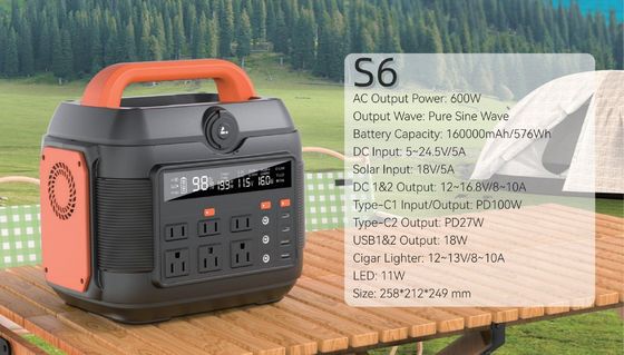 600W/576wh Pembangkit Listrik Darurat untuk Solusi Pasokan Listrik Luar dan Rumah