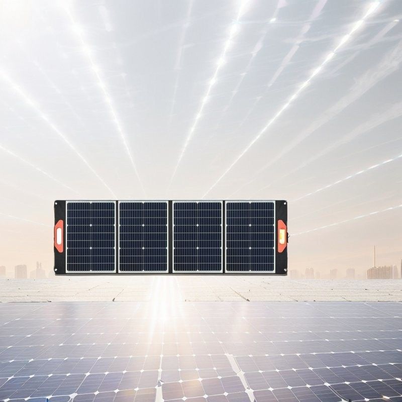 Kaki yang Bisa Disesuaikan Panel Surya Lipat Hitam 200W Untuk Mengisi Baterai 12V di Camping