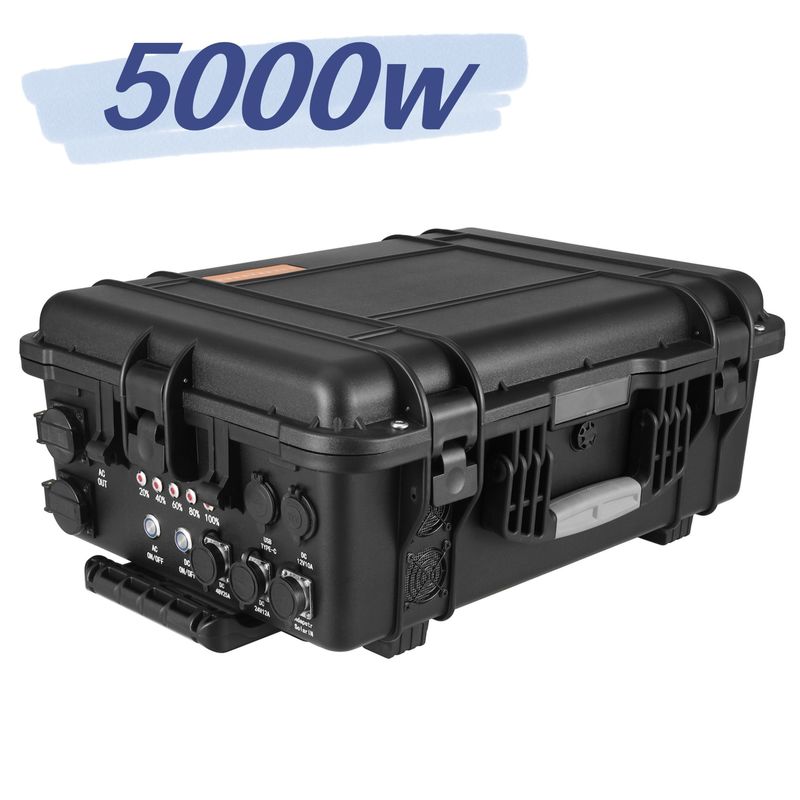 220V Outdoor Camping LiFePO4 5000W Kapasitas Besar Pembangkit Listrik Portable dengan Trolley Roda
