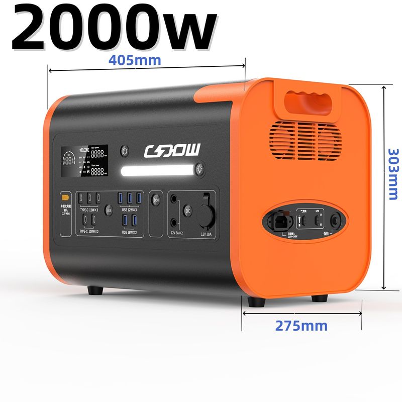 Generator portabel penyimpanan energi tipe All Socket 2000W untuk pengisian daya USB dan tenaga surya