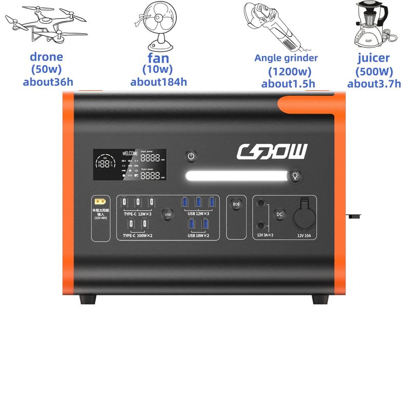 LiFePO4 Baterai Camping/Home/Stasiun Listrik Darurat 12.2000W Generator Surya Isi Ulang Sumber Daya Listrik Seluler Portable