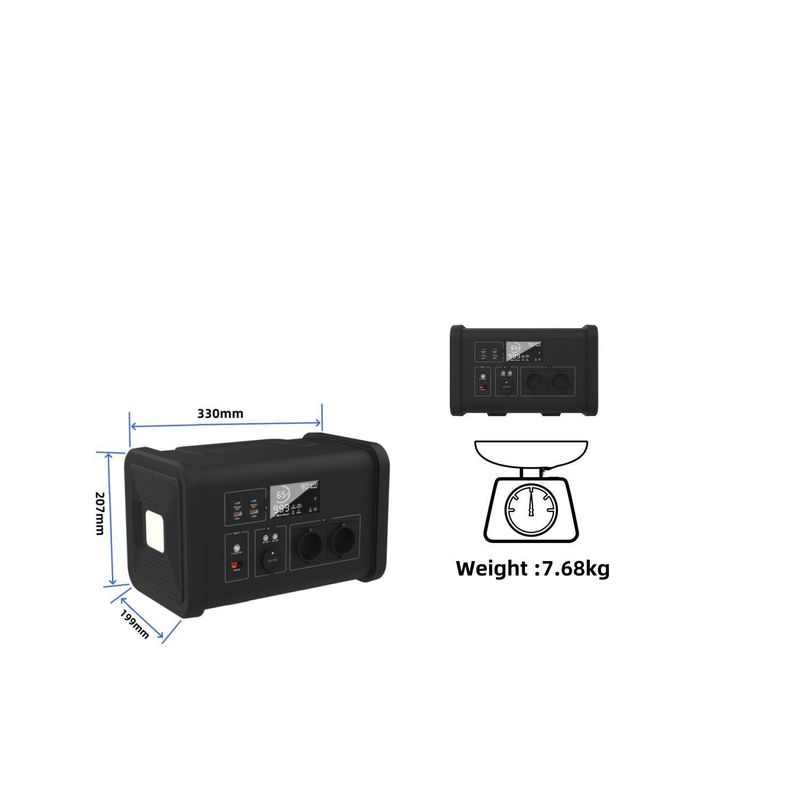 700W/537.6wh Stasiun Daya Portable untuk Camping dan Sumber Daya Ringan