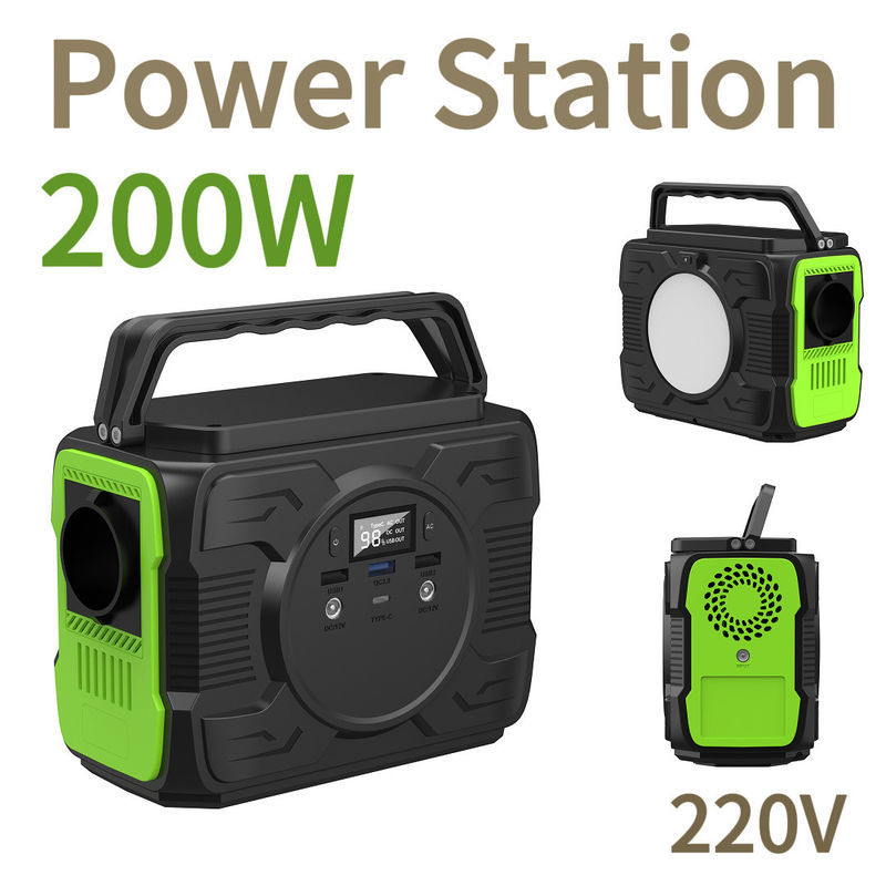 Outdoor Home 200W Portable Solar Generator dengan Baterai Kapasitas Baterai isi ulang