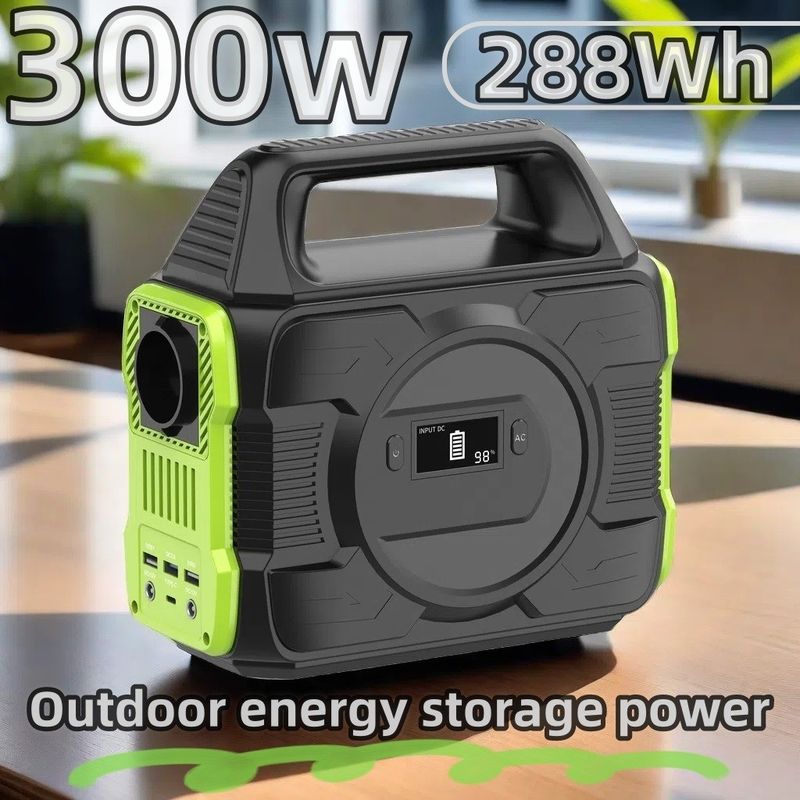 Stasiun listrik portabel berkapasitas tinggi 300W dengan sel surya bertenaga surya dan kompak