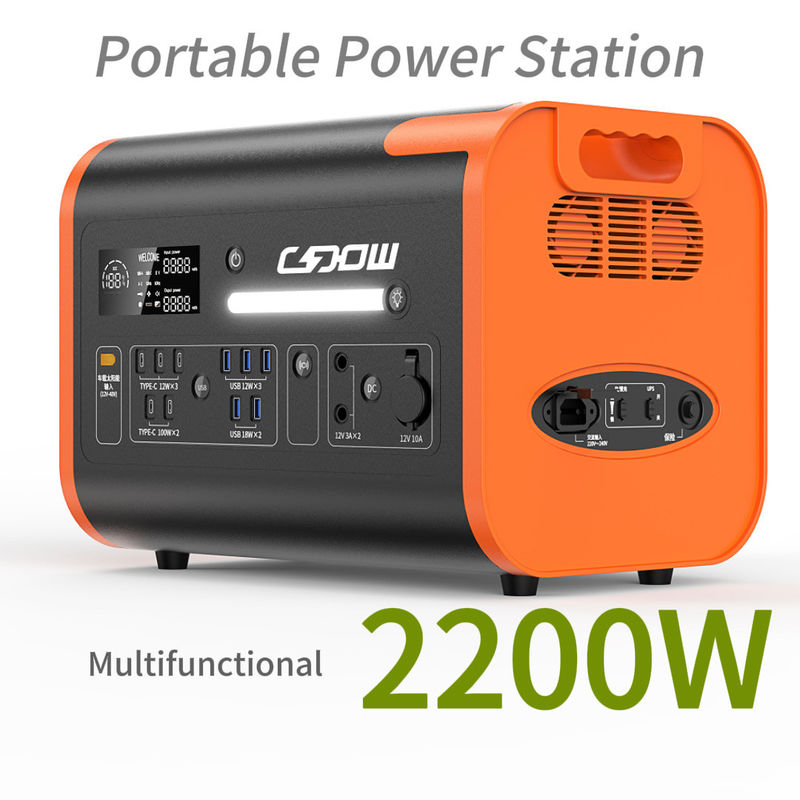 Pengisian Tenaga Surya Mobil 800W Max 2200W Laptop Seluler Luar Ruangan 2000wh Bank Daya Portabel