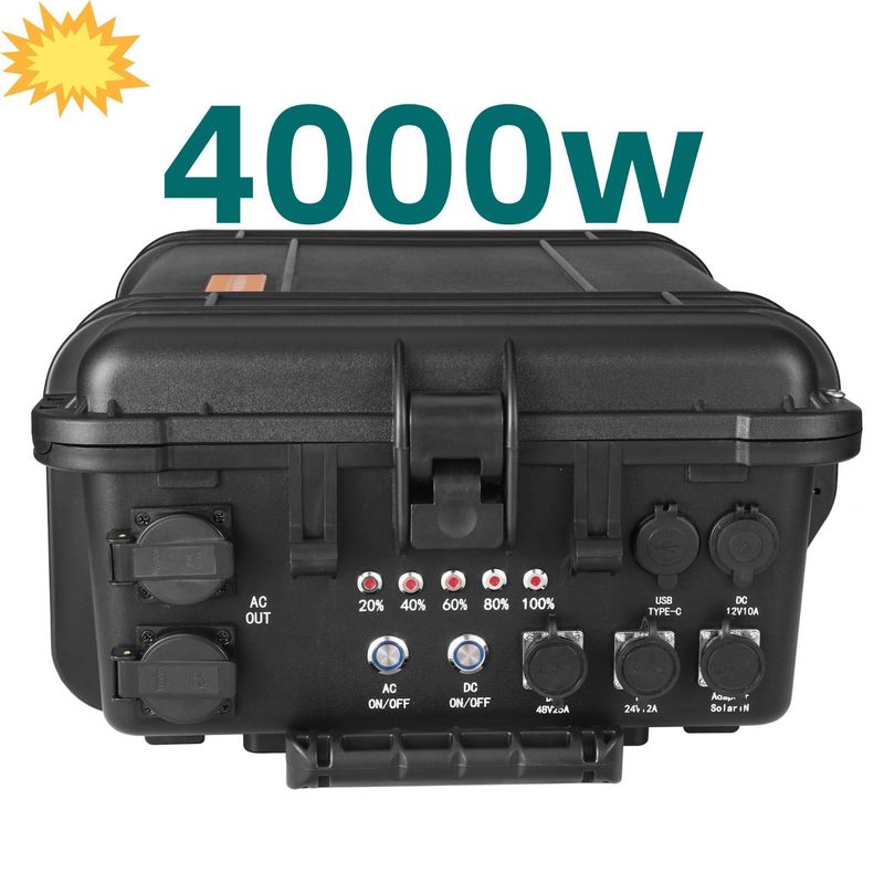 Stasiun listrik portabel 4000W dengan semua soket output AC dan baterai lithium LiFePO4