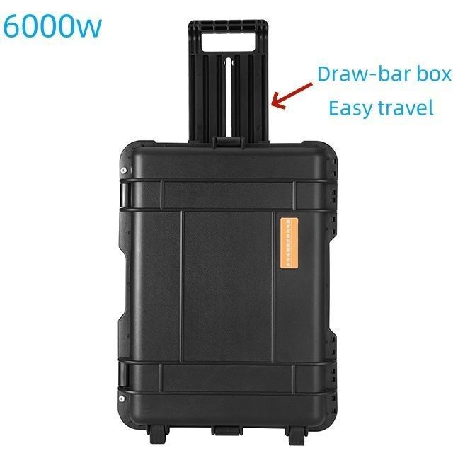 6000W Energi Portable dengan Hand-Pull Rod Pulley Inverter Lithium Battery Solar Generator
