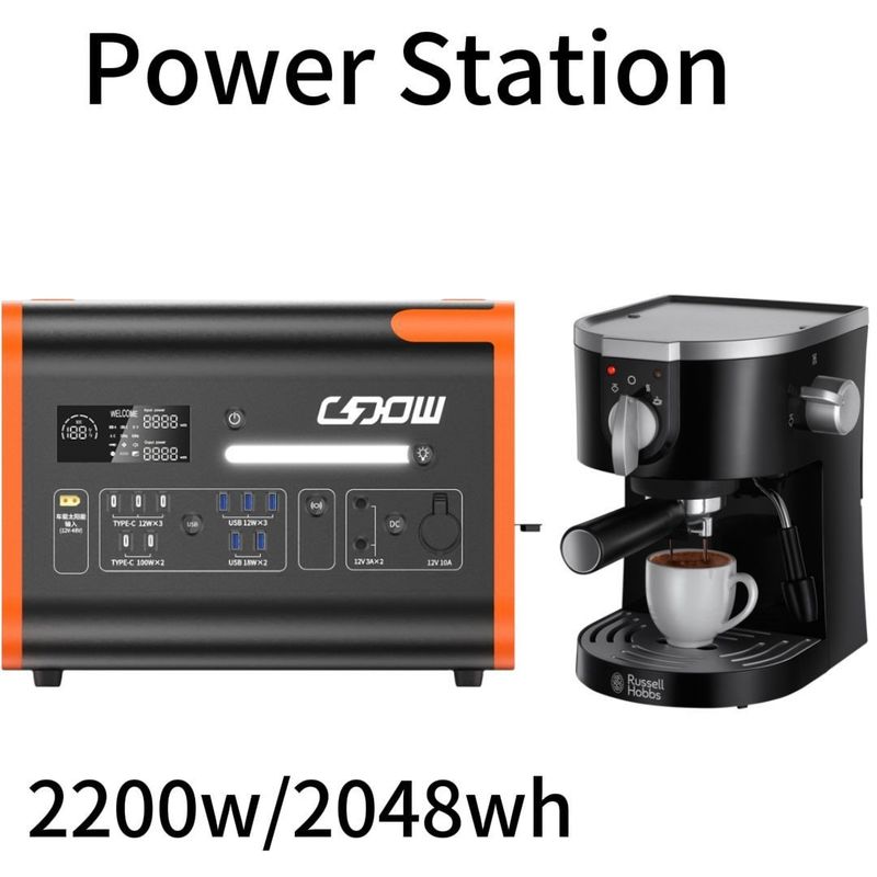 Daya Output Surya dan Lithium Iron Battery Generator 2200W Portable Power Station untuk AT22