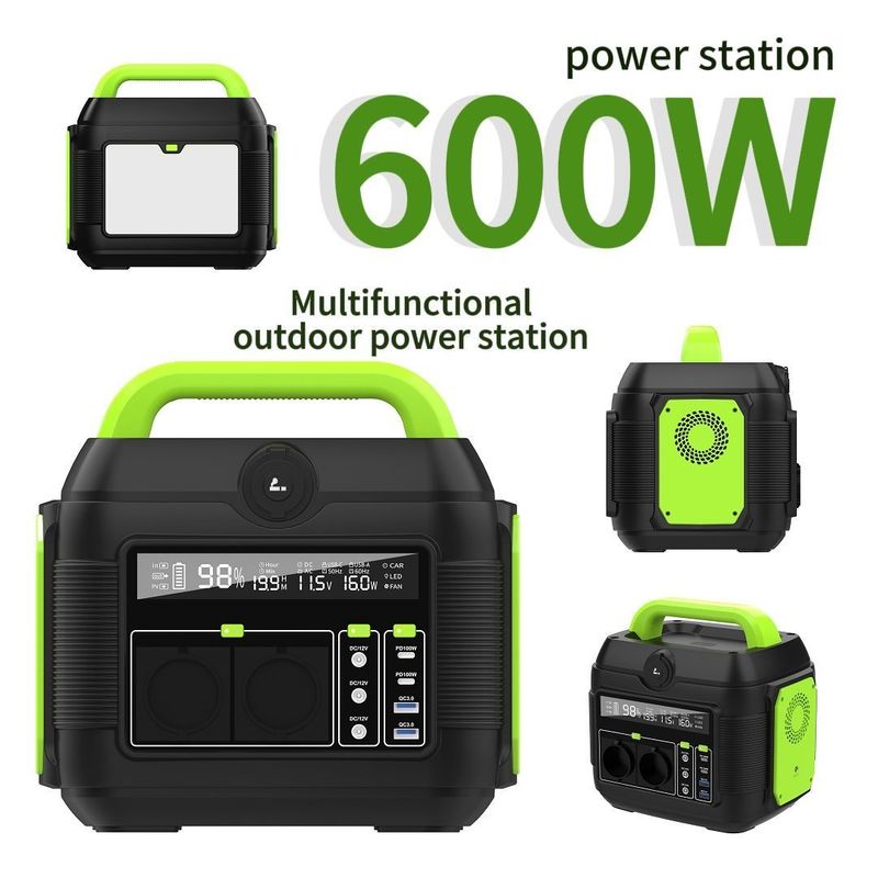 600W Outdoor Camping Portable Power Station Baterai Bisa dilepas Tidak Standar Amerika