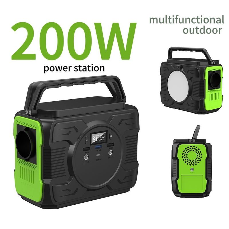12V/3A Tipe C Input/Output 200W Camping Solar Power Station dengan Baterai Lithium