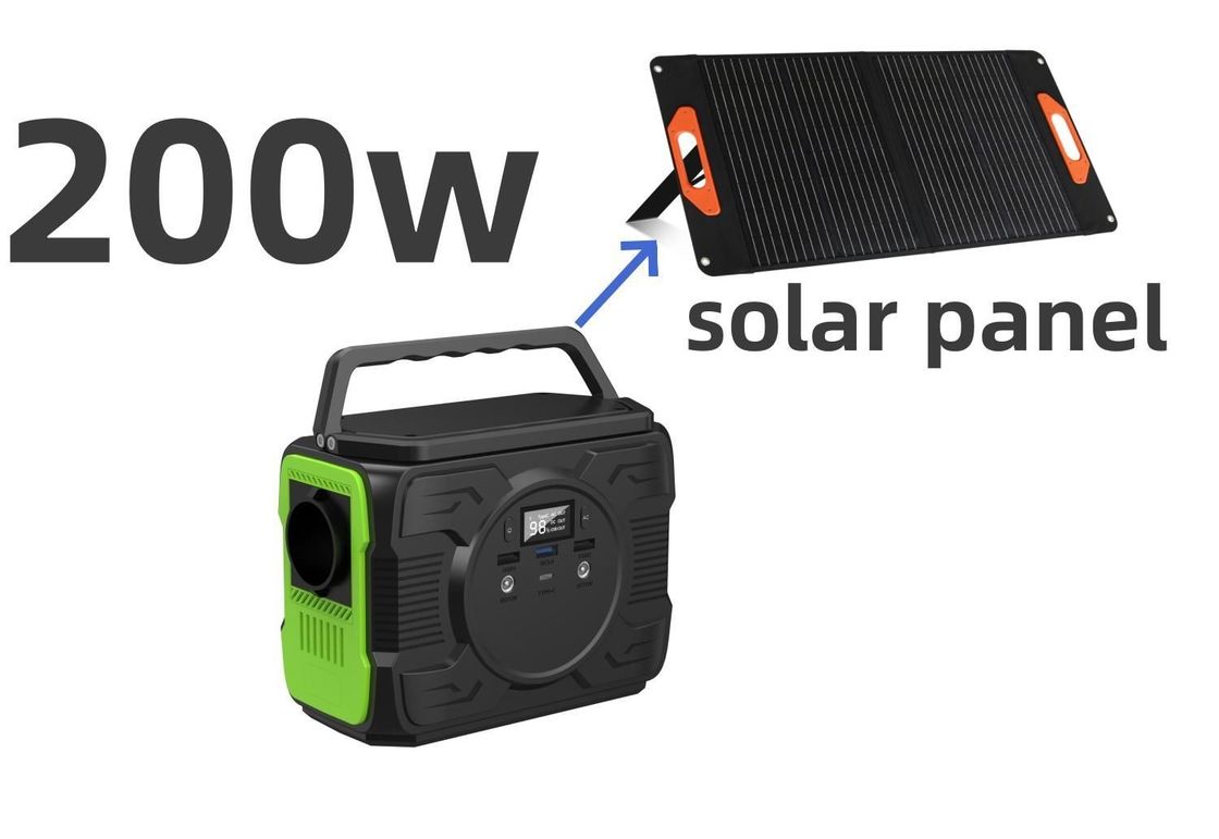 Stasiun Daya Seluler Luar dengan 200W AC Output Pengisian Panel Surya dan Lampu LED