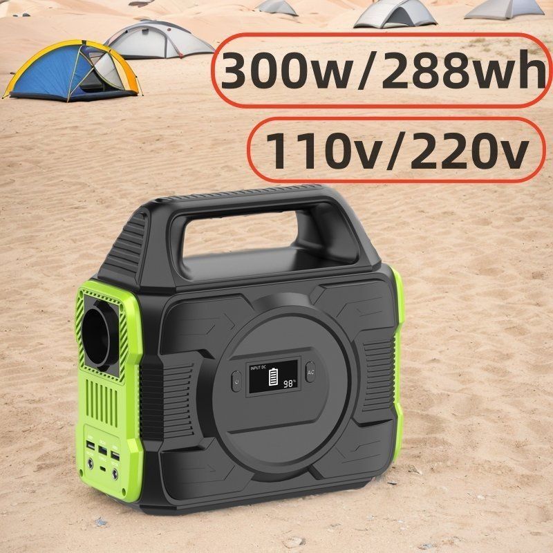 Stasiun listrik portabel 288wh dengan Inverter Gelombang Sinus Murni 300W dan Baterai Litium