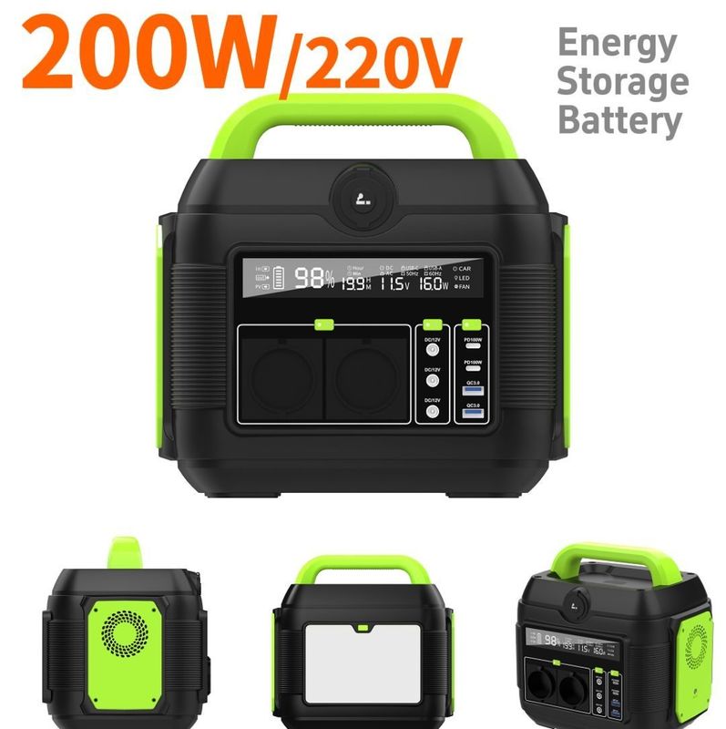 Pengisian daya nirkabel dan AC Output 200W Portable Solar Power Station untuk Camping