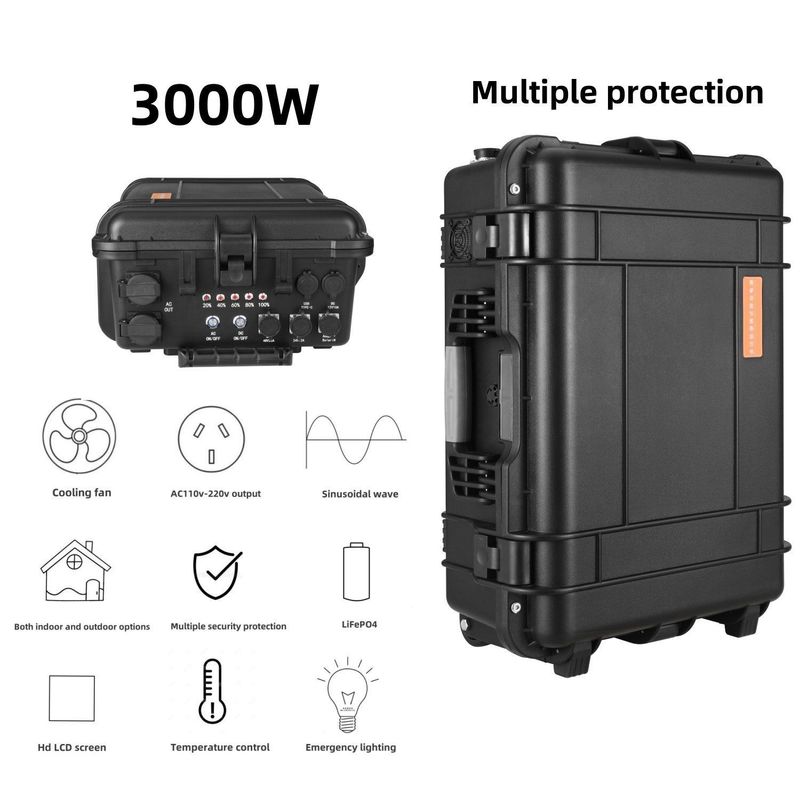 15A Max AC Output Current LiFePO4 Pembangkit Listrik Seluler untuk Camping Luar dan Darurat