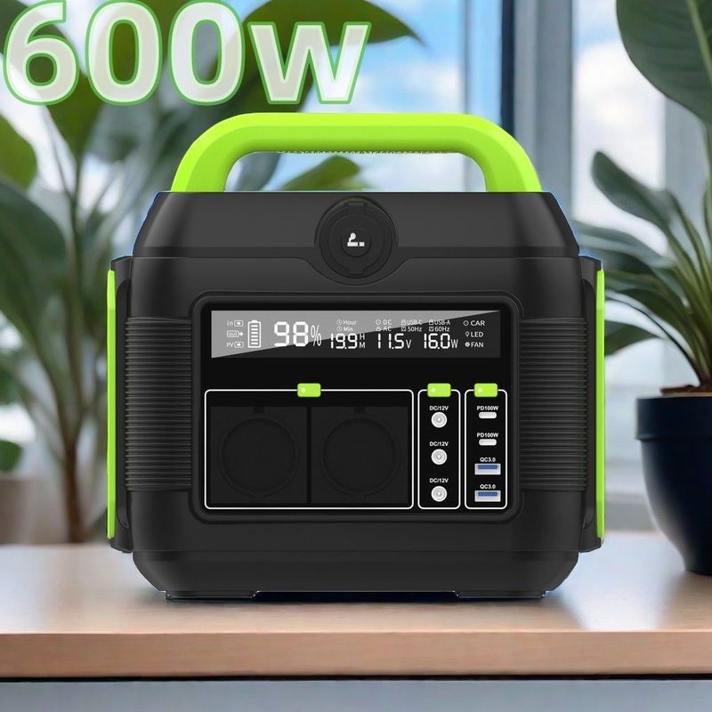 MPPT Solar Generator 600W 576Wh 14.4V 40Ah 160000mAh Ungkapkan Lcd Portable Power Station