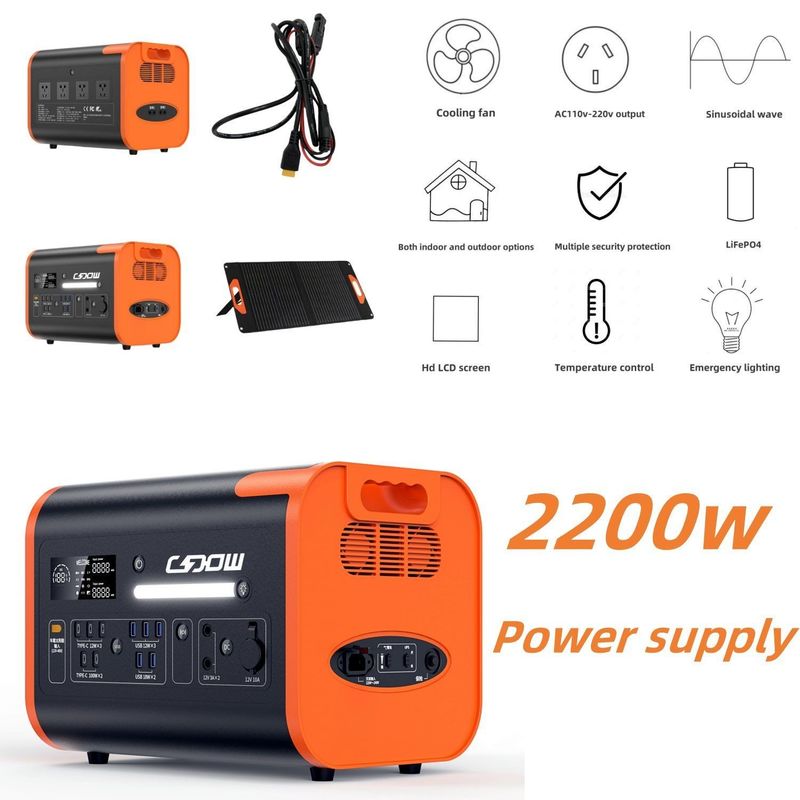 2200W Lithium Battery Rechargeable Solar Generator untuk darurat dan portabel stasiun
