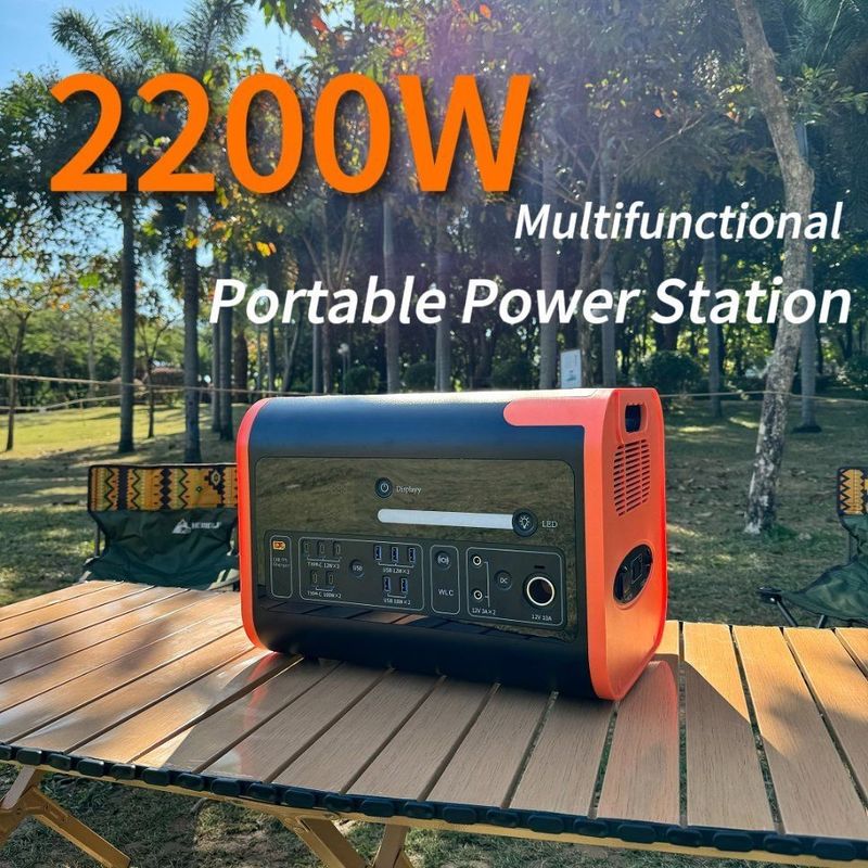 Stasiun Listrik Portable 2200W DC AC Output dan 2000wh Solar Input untuk Camping Outdoor