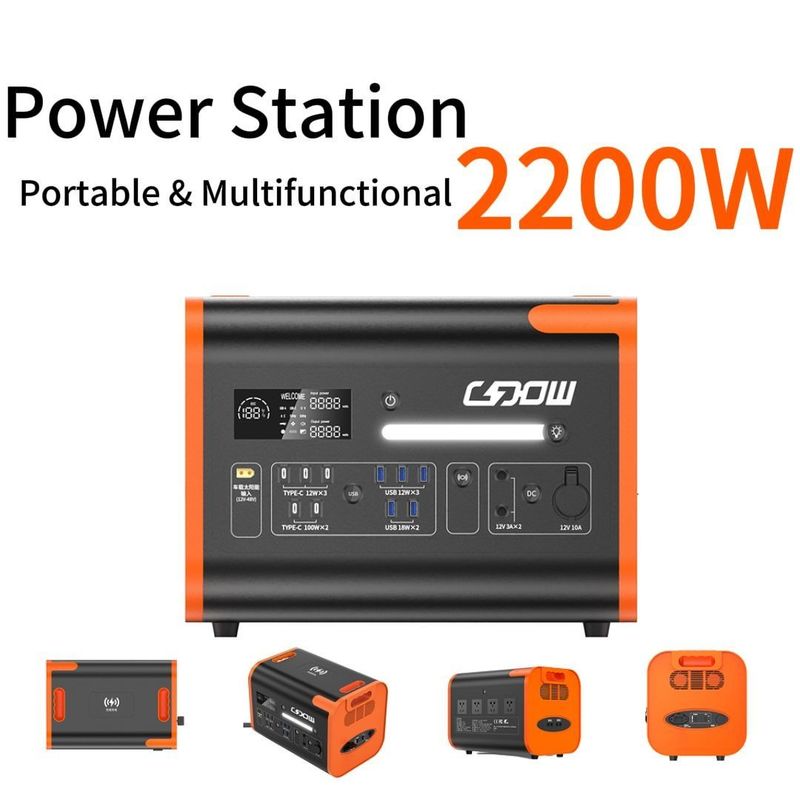 90 menit waktu pengisian daya 2200W tenaga tinggi generator surya untuk pembangkit listrik mobile