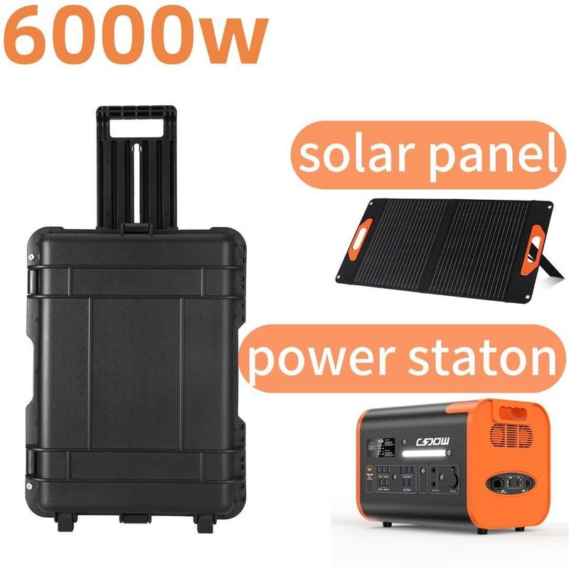 110V 220V High Power Storage 6000W Outdoor Mobile Power Station untuk keadaan darurat