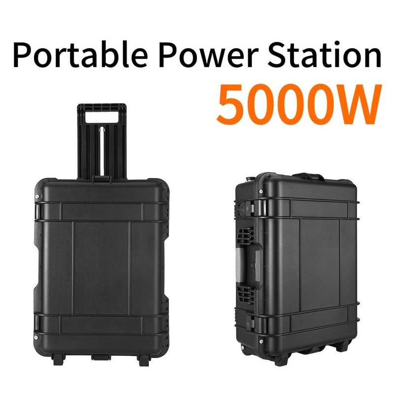Portable Pull Rod and Solar Panel Solar Generator 5000W untuk Outdoor Emergency Power Station