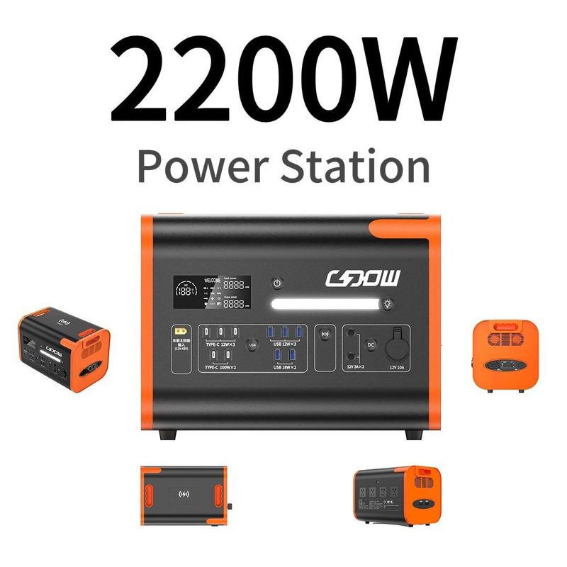 2200W 2000W 2500W Portable Battery Power Station dengan AC Charging dan Type C USB Output