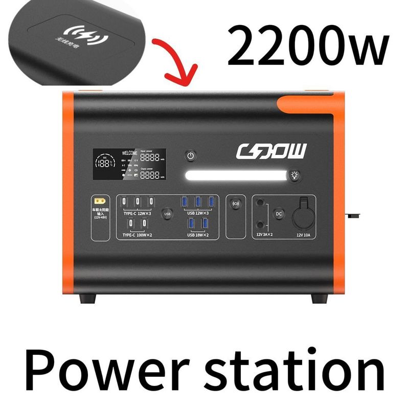 1800W-2400W Hitam AC/DC Inverter Generator Energi Darurat untuk Kegiatan Luar Ruang