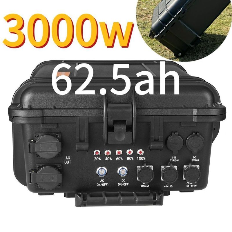 Pengisian Darurat Luar Ruang 3000W 62.5ah Stasiun Listrik Portable dengan Waktu Pengisian 6-7h
