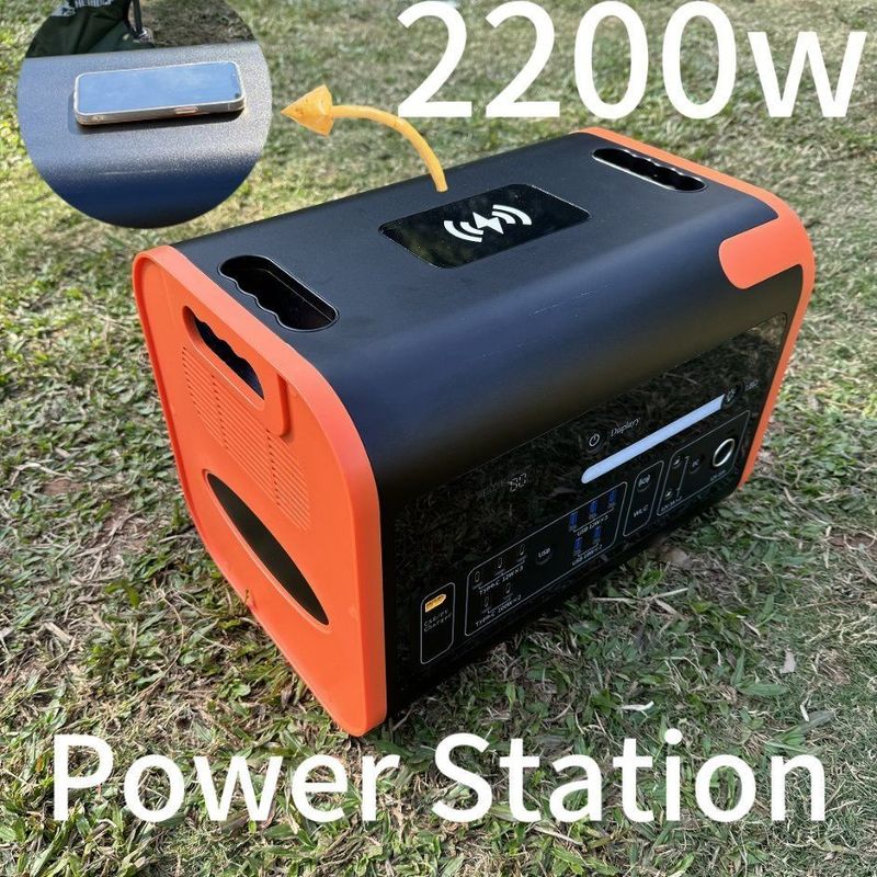 800W Pengisian Daya Surya Hitam dan Oranye Camping Outdoor Hub Energi Portable 2kw Power Station