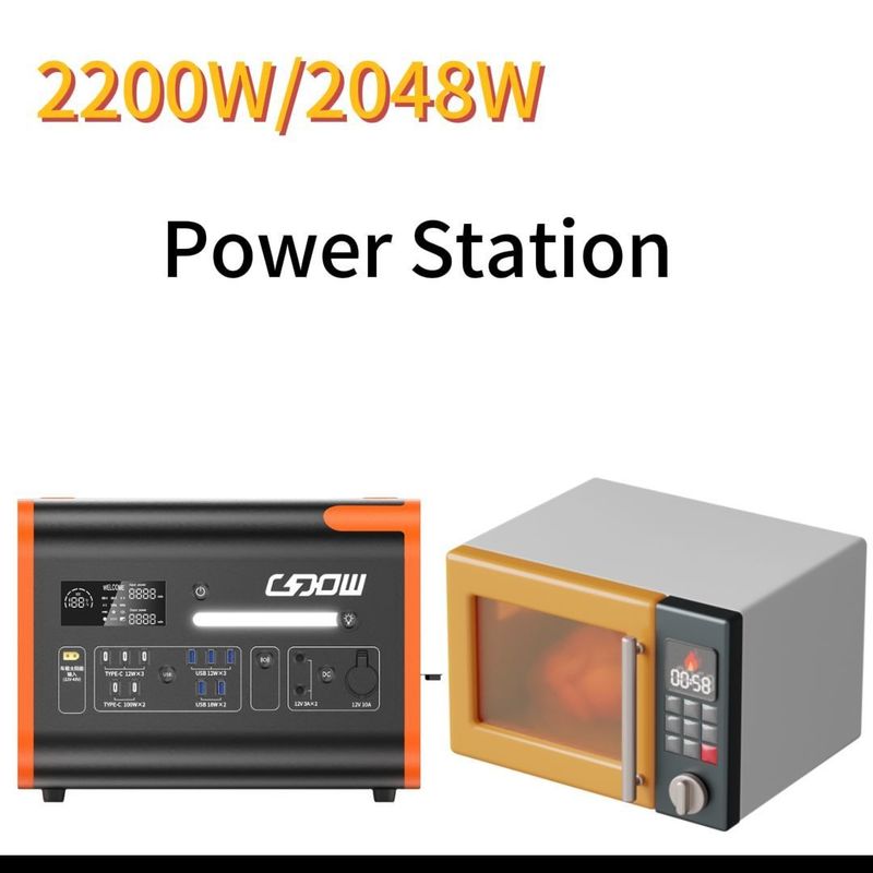 Stasiun Listrik Portable 1500W/2200W/3000W UPS dengan All AC Output Socket in Black Orange