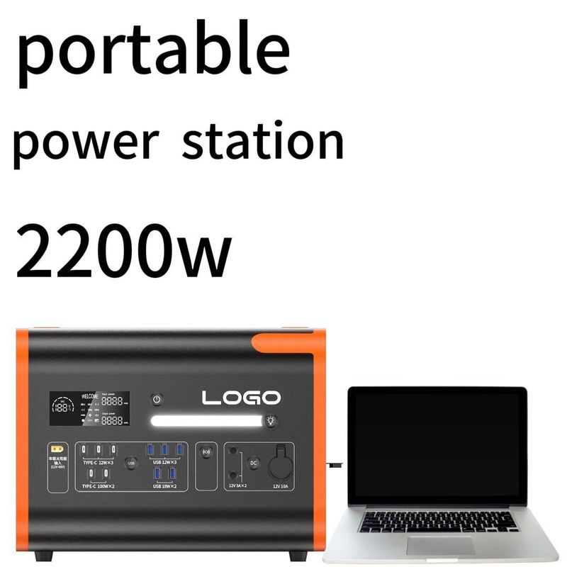 2200W110/220V Oranye dengan Hitam Silent Outdoor Home Emergency Power Station dan awet