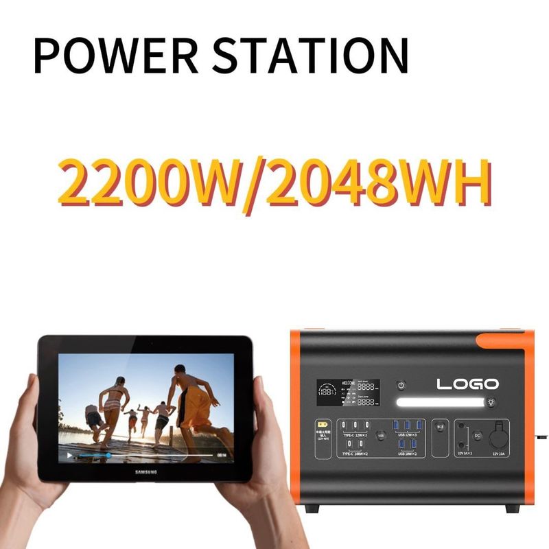 Kapasitas Besar 2400W Daya Surya Outdoor Power Station untuk Semua Perangkat Kompatibel