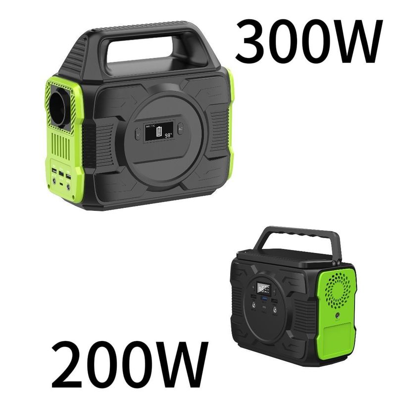300W/200W AC/DC Backup Power Storage Outdoor Camping Portable Power Station dengan Lampu LED 7W