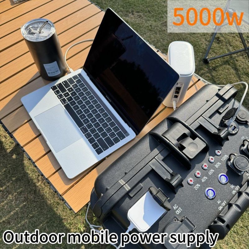Rumah AC luar LiFePO4 Solar Generator 5000W Power Station dalam warna hitam oleh ODM / OEM