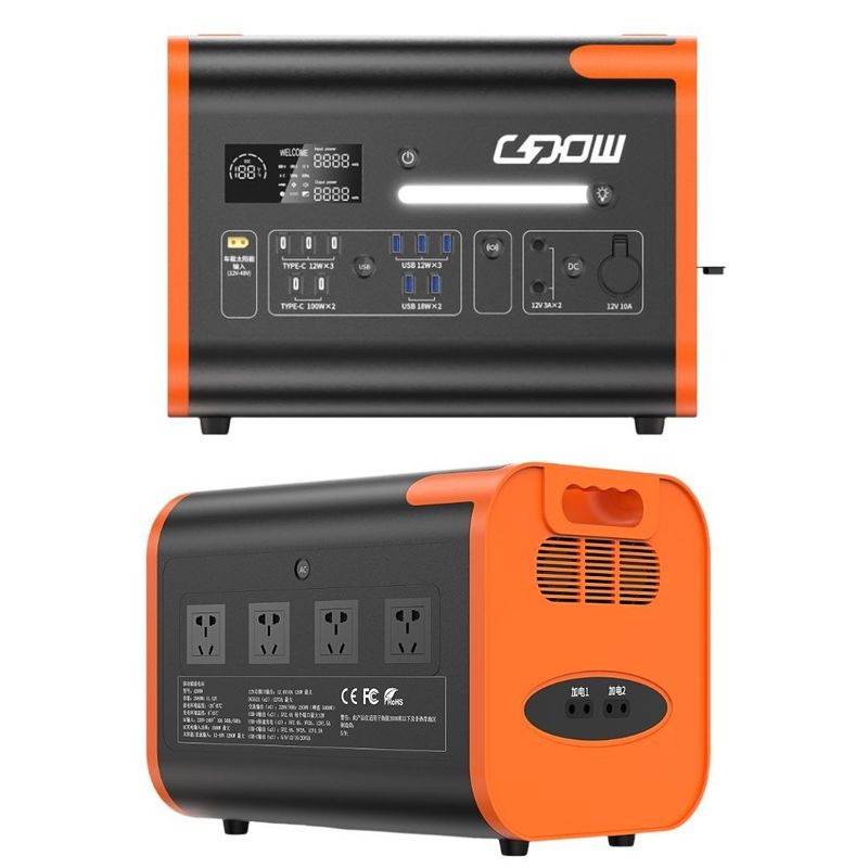 Oranyeu Hitam 2200W/2048wh AC Pure Sinus Wave Solar Generator Power Station untuk Camping