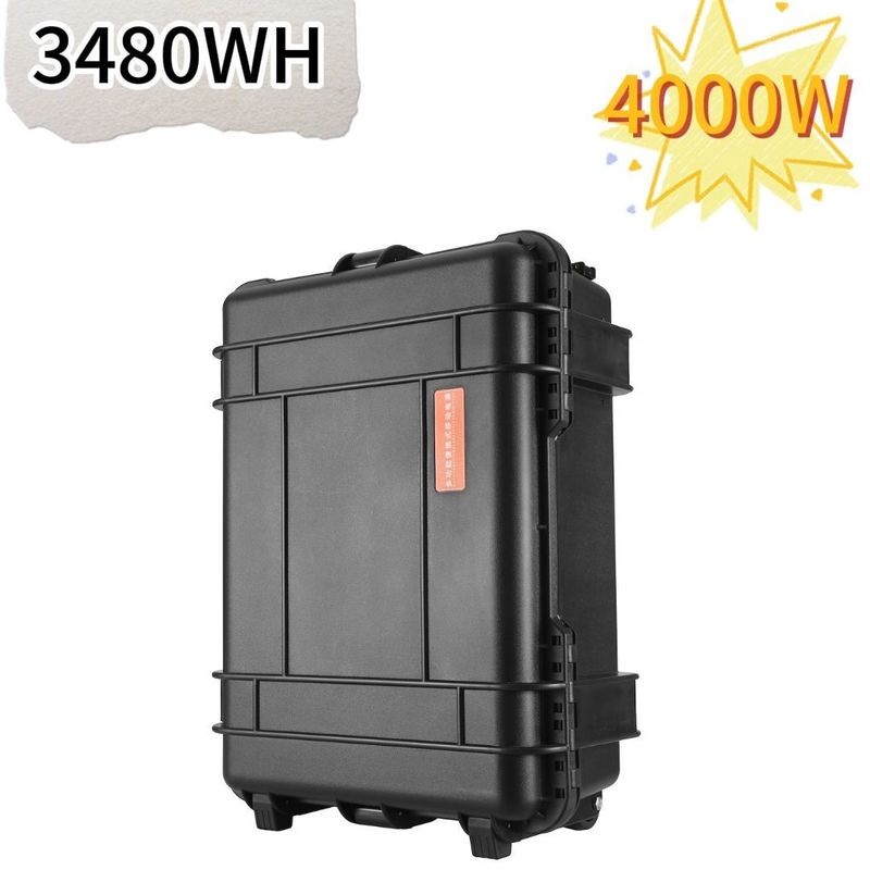 Black Drawbar Box 4000W Solar Generator Portable Power Station untuk Outdoor Drone Photography