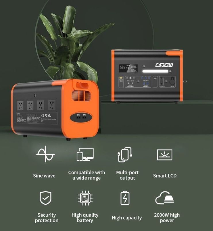 AT22 Generator Surya 2200W 220V 110V LiFePO4 Stasiun Listrik Surya Portable Oranye Hitam