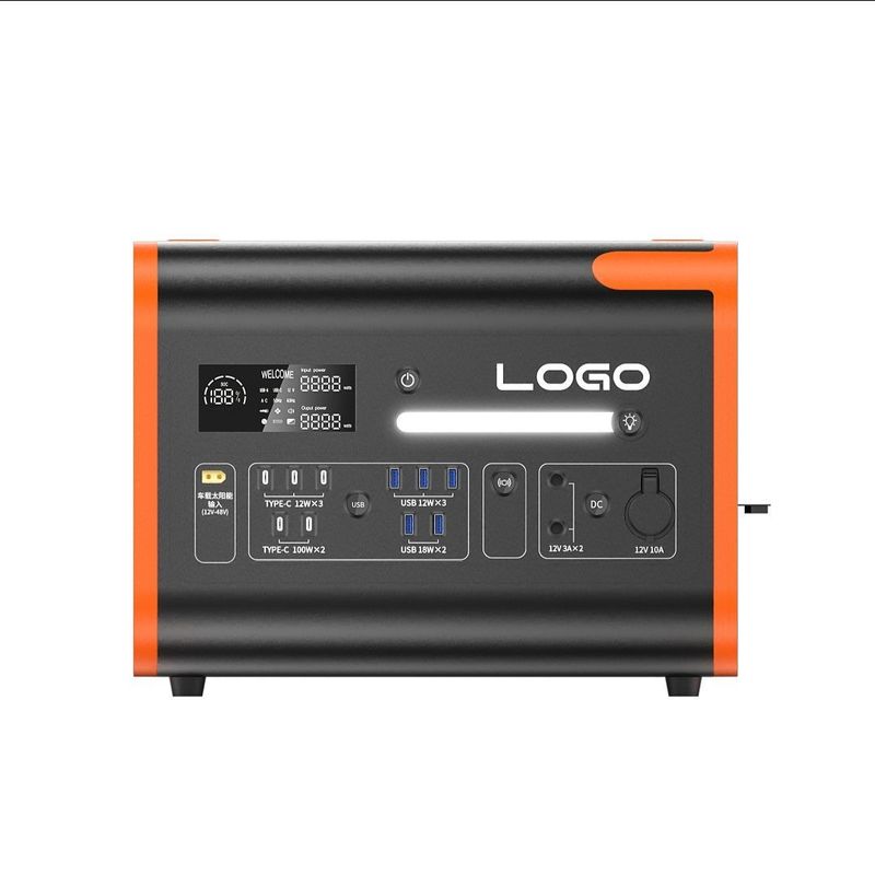 2400W Daya Surya Portable Solar Energy Storage Baterai Power Station Oranye Hitam