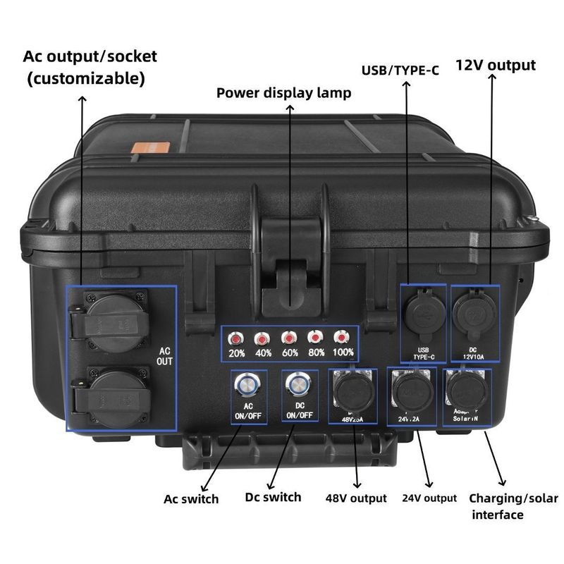 Portable 6000W Solar Generator untuk RV Outdoor Home Power Station AC Output 110V/220V